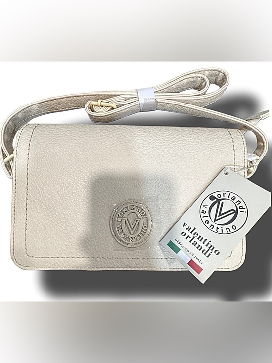 Valentino Handbags - Valentino White Logo Leather Shoulder Bag